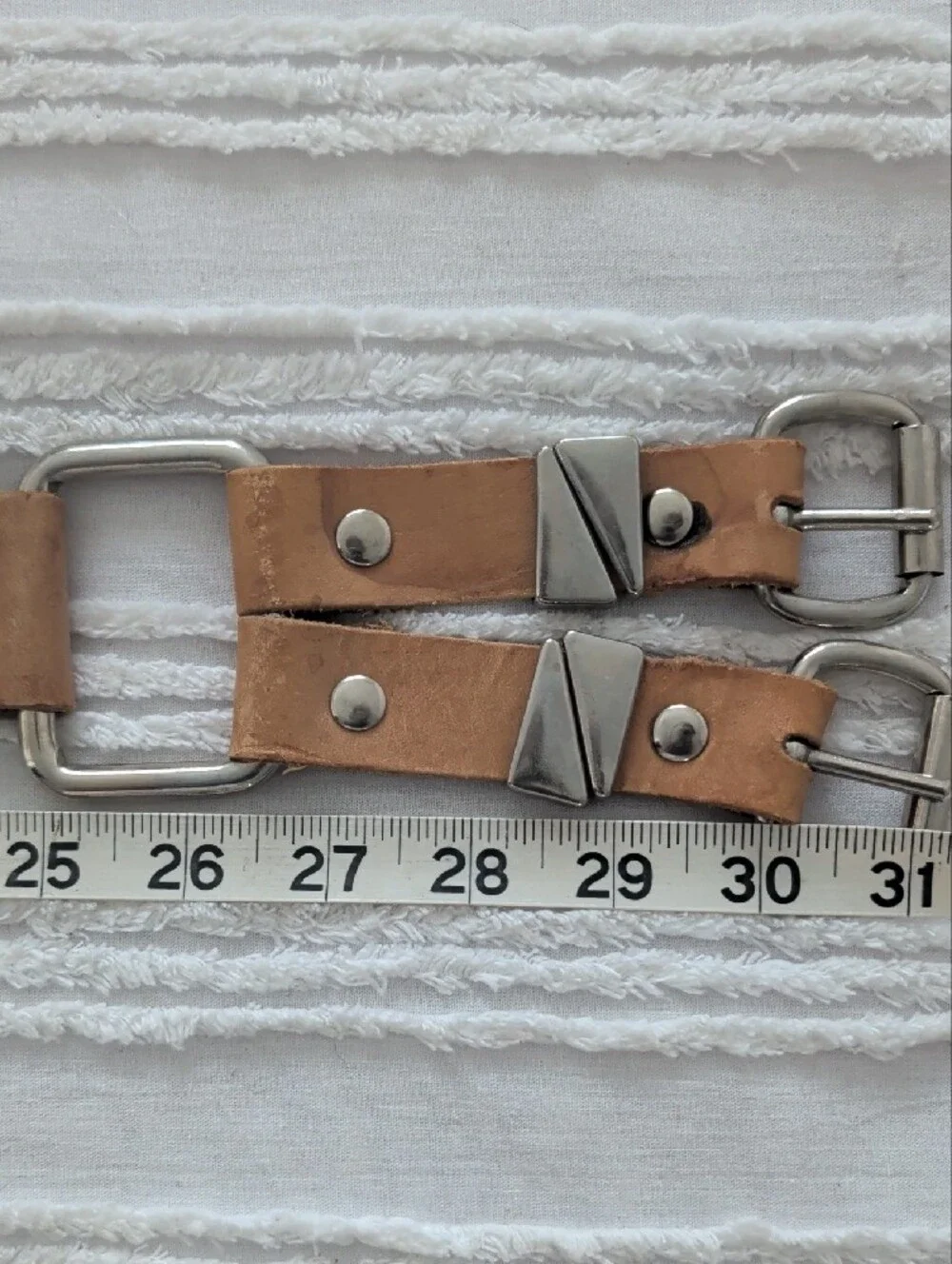 Tan Leather Double-Buckle Belt